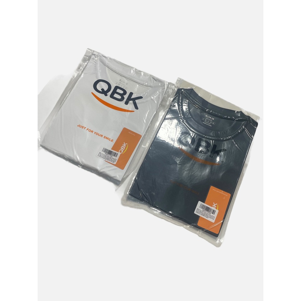 QBK Long Sleeve Shirts Youth XL White Black Dry Fit UPF 50 Athletic Rash Guard
